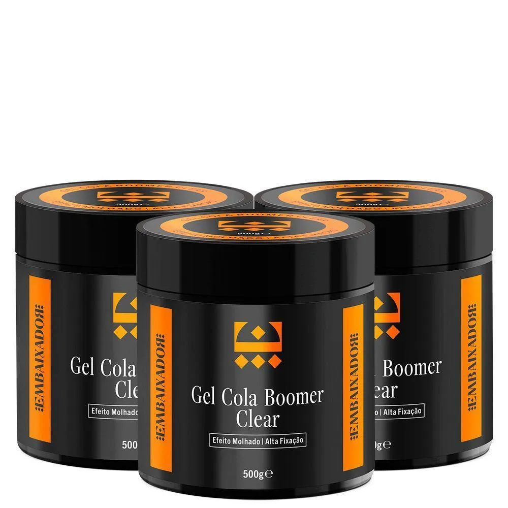 Kit 06 Gel Cola Boomer Clear Embaixador 500g