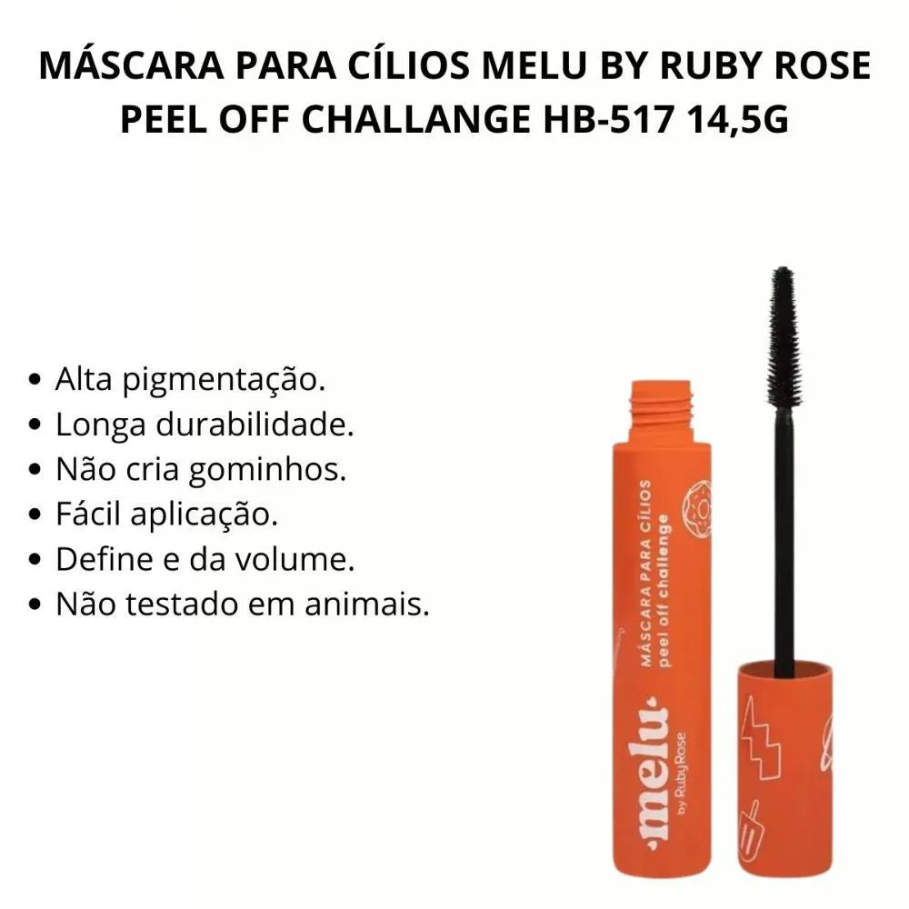 Máscara para Cílios Melu By Ruby Rose Peel Off Challange Hb-517 14,5g