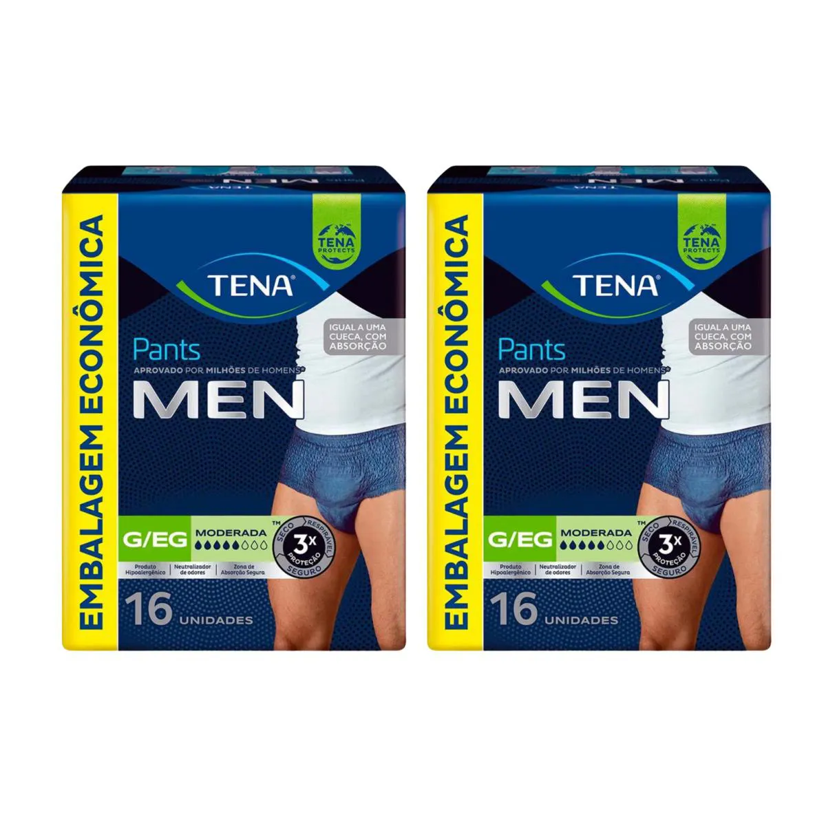 Kit Roupa Íntima Descartável Tena Pants Men Masculino G/eg Absorção Moderada 16 unidades 2 Pacotes