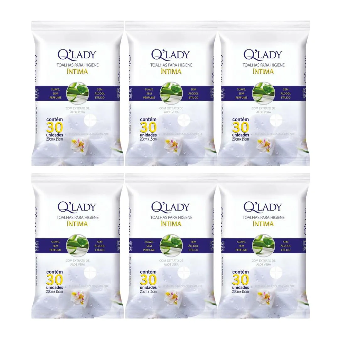 Kit C6 Toalhas Higiene sem Perfume Íntima C30 – Q Lady