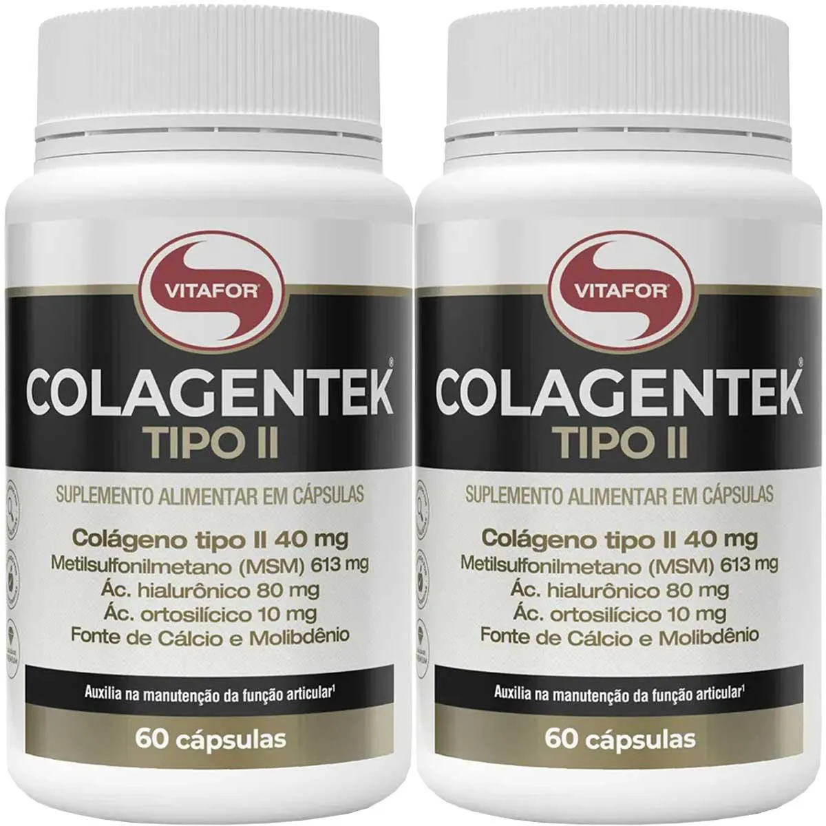 Kit 2 Colagentek Vitafor Tipo Ii 60 cápsulas 790mg