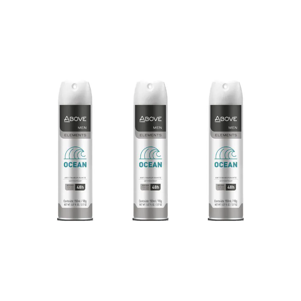 Desodorante Aerossol Above 150ml Masculino Anti Ocean - Kit3un