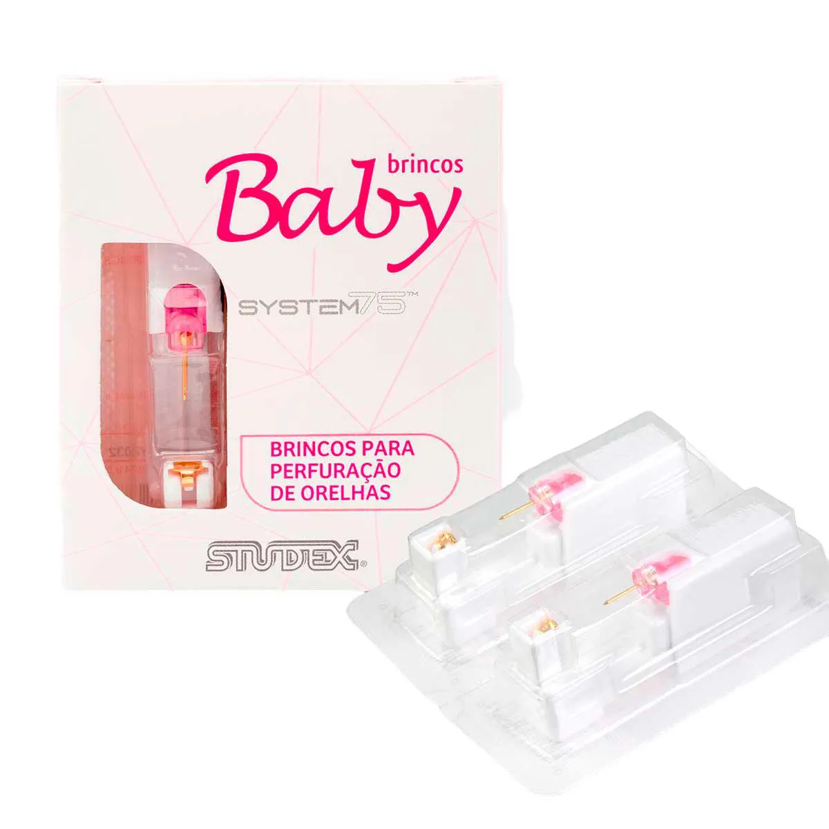 Brinco Infantil Antialérgico Studex Baby Daisy Cristal Rosé com 1 par