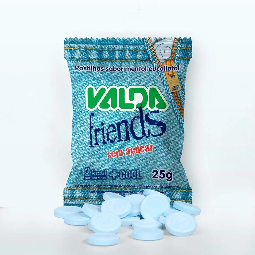 Valda Friends Pastilha Sabor Menta Refrescante Contém 10 Sachês de 25g Cada