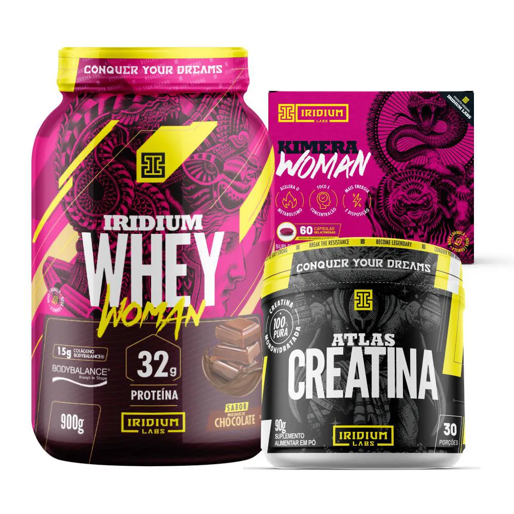Kit Whey Protein Woman + Kimera Woman + Atlas Creatina 90g - Iridium Labs