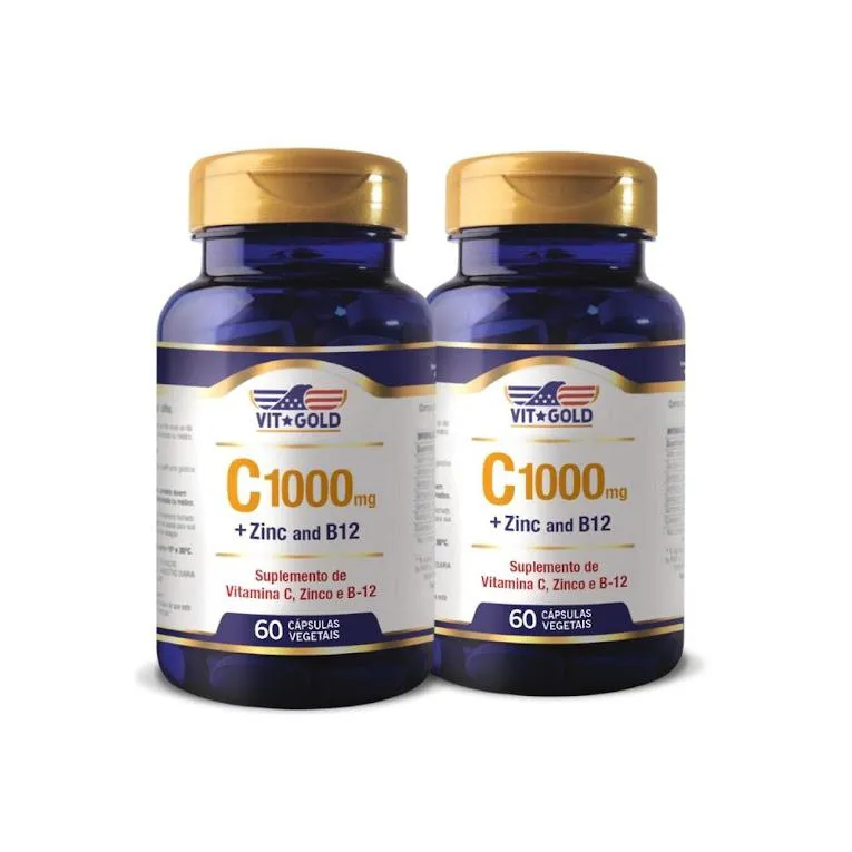 Kit 2x Vitamina C 1.000mg + Zinco + B12  60 Cápsulas