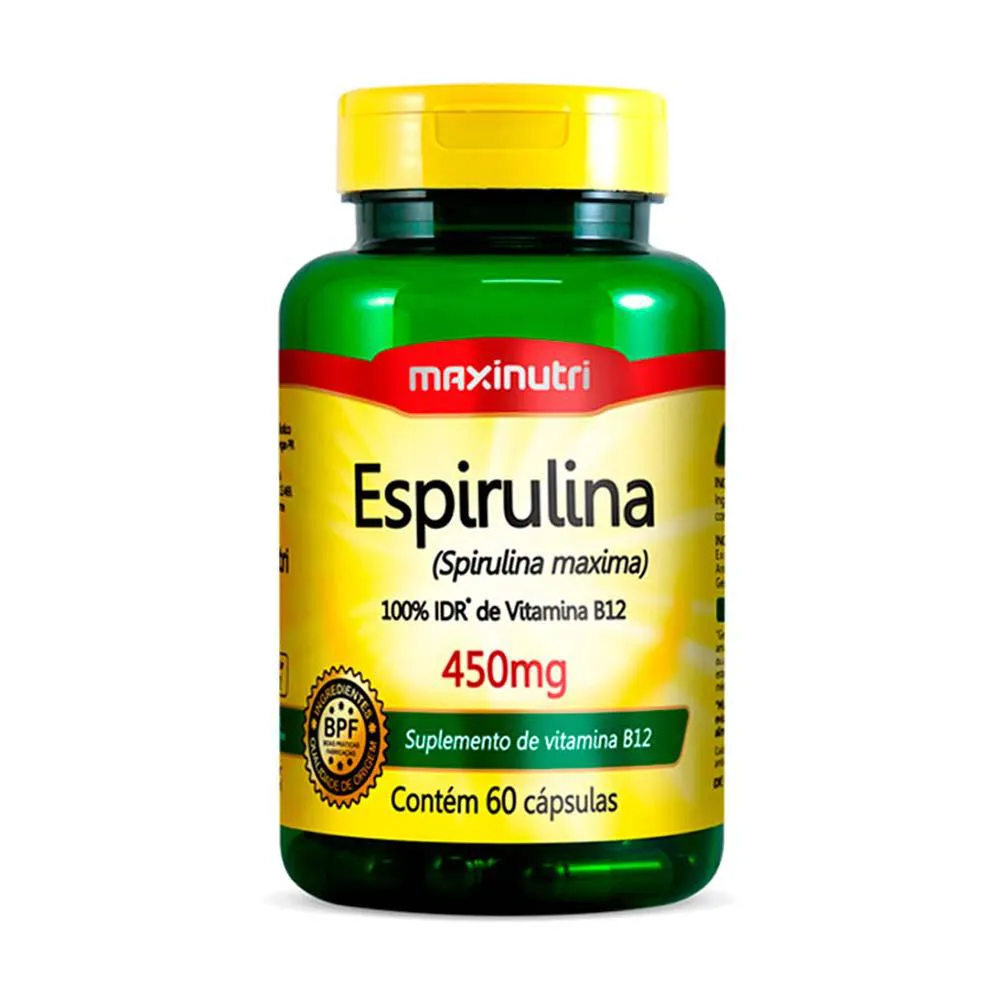 Espirulina 450mg 60 Cápsulas Maxinutri