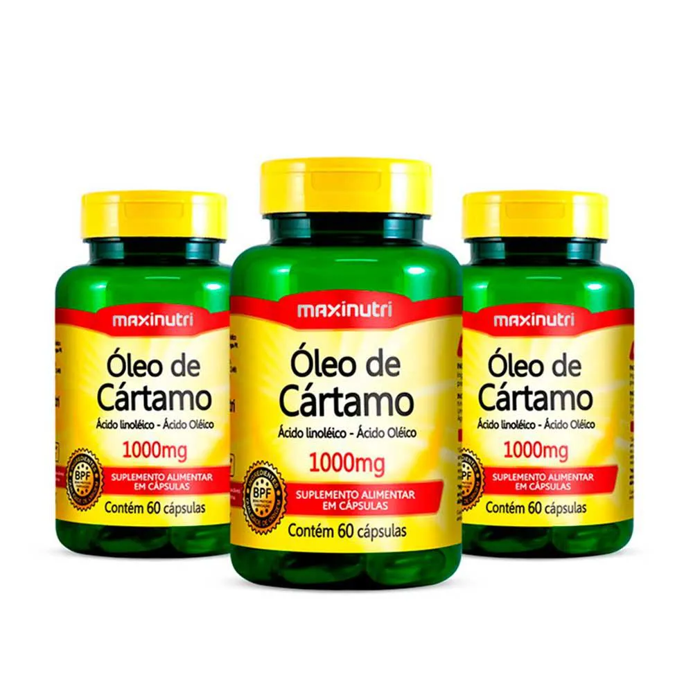 Kit 3 Óleo de Cartamo 1000mg 60 Capsulas Maxinutri