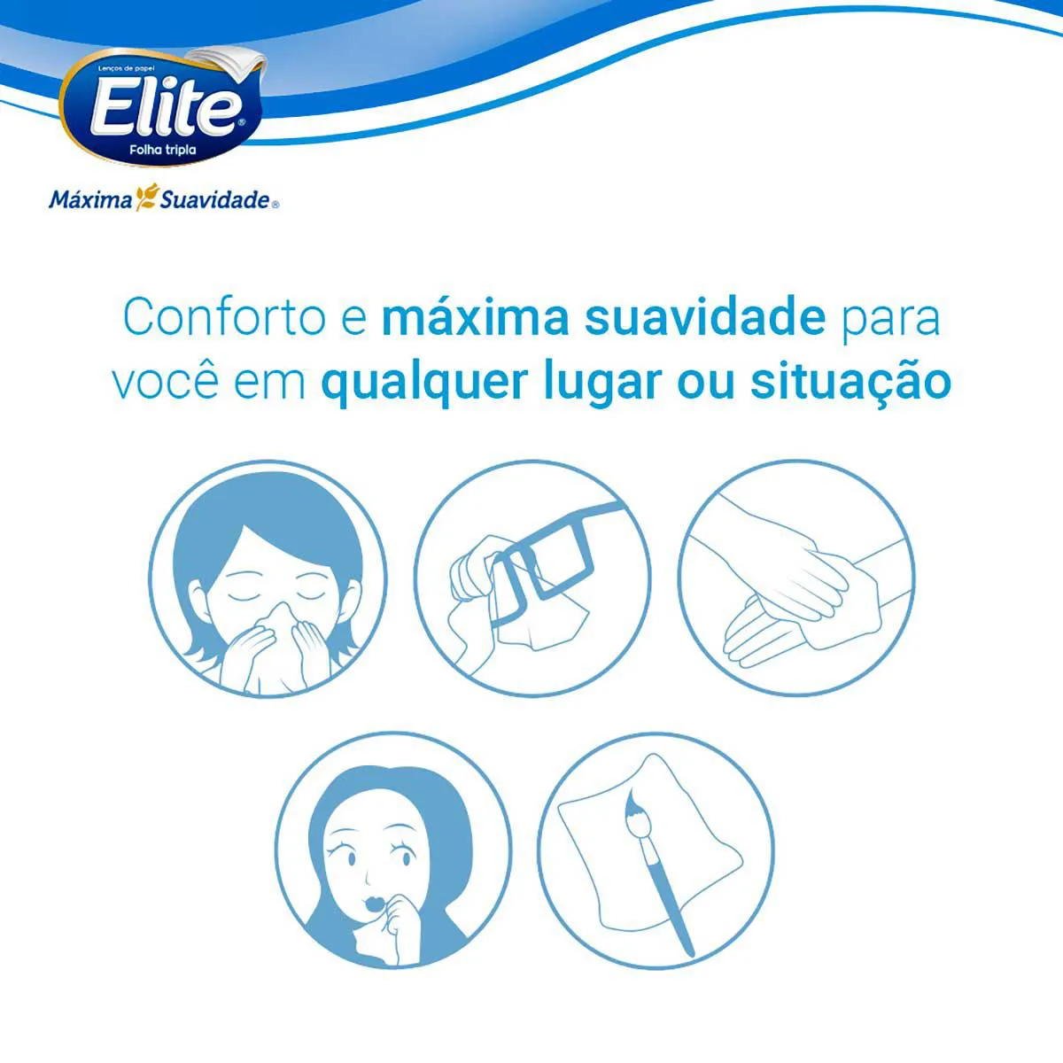 Kit Lenço de Bolso Elite Kids Folha Tripla Mickey 6 unidades