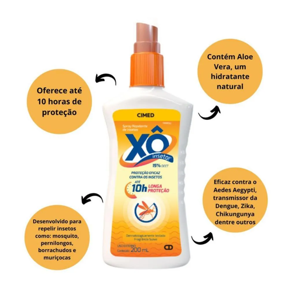 Kit Spray Repelente de Insetos Cimed Xô Inseto com 12 200ml