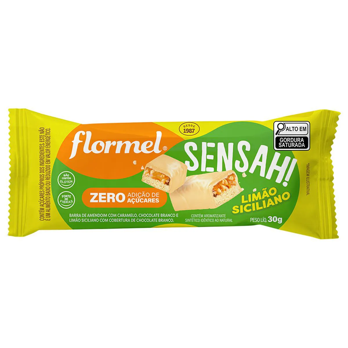 Chocolate Flormel Sensah! Zero Açúcar Limão Siciliano 30g