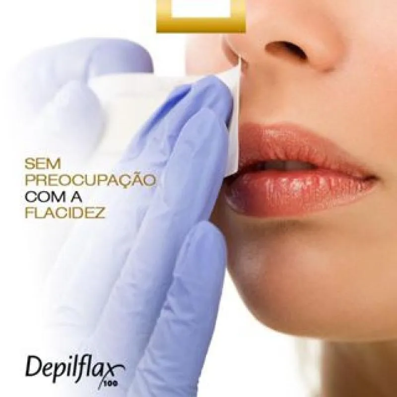 Folhas Prontas Depilatórias Buço e Face Naturais de Mel Depilflax 24 Folhas Duplas Depilação Profissional Pronta para Uso