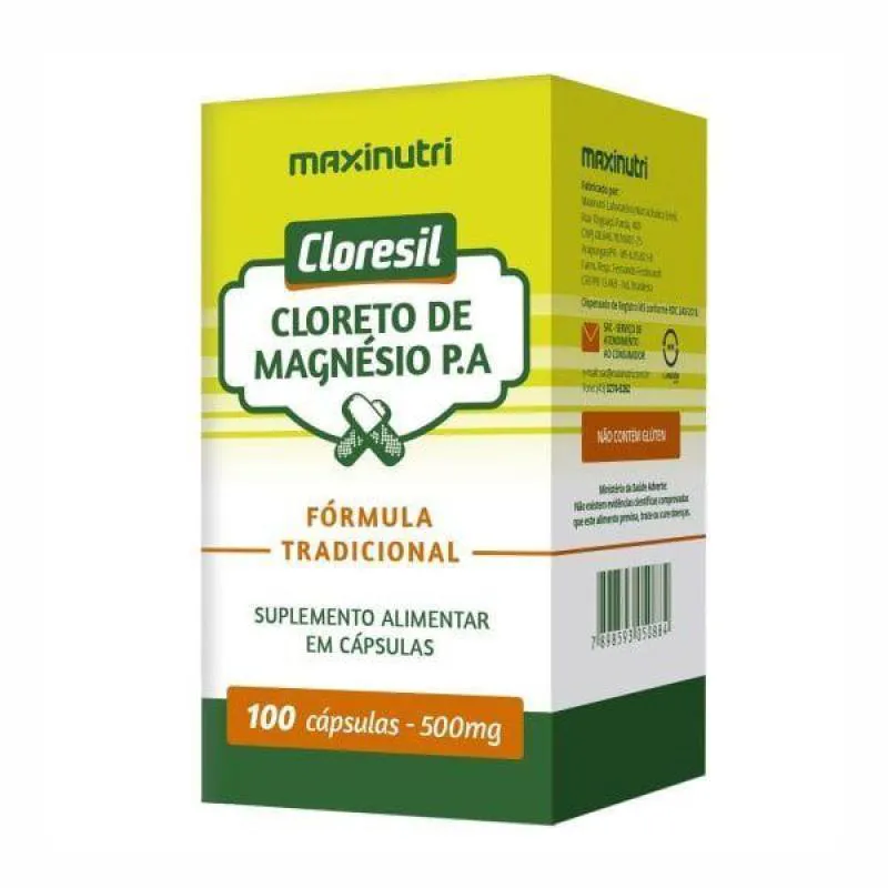 Cloresil Cloreto de Magnésio 500mg 100 cápsulas Maxin