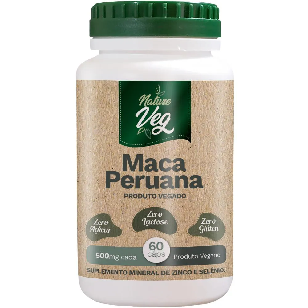 Maca Peruana + Selênio + Zinco (produto Vegano) 60 Cápsulas 500mg