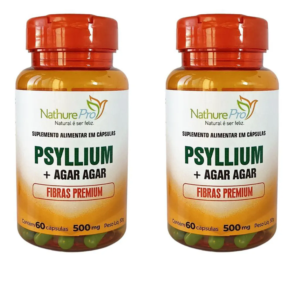 Kit 2 Psyllium + Agar Agar 60 Cápsulas 500mg