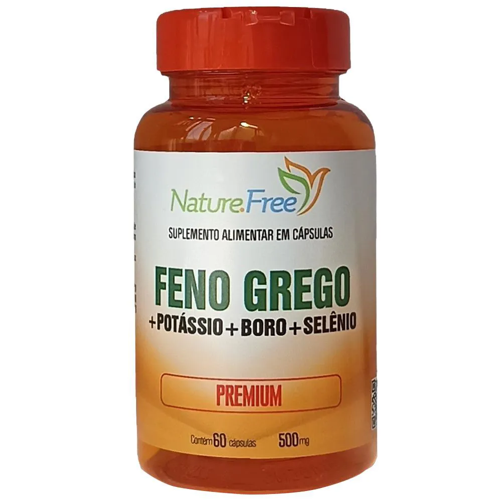 FENO GREGO + POTáSSIO + BORO + SELêNIO PREMIUM 60 CáPSULAS 500MG