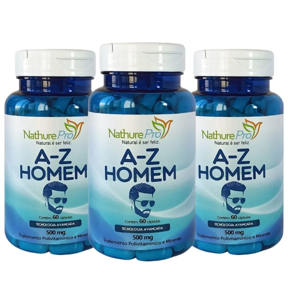 Kit 3 Multivitamínico A - Z Homem 60 Cápsulas 500mg