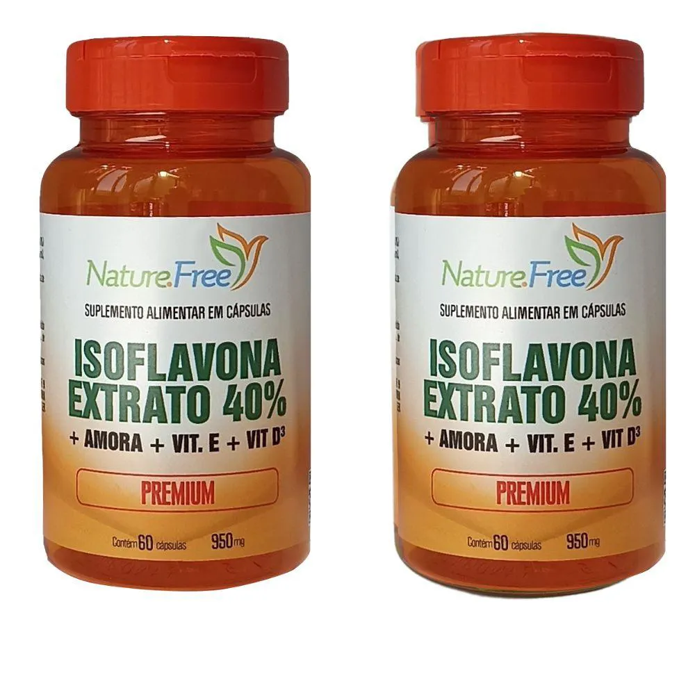 KIT 2 ISOFLAVONA EXTRATO 40% + AMORA + VIT. E + VIT. D³ 60 CáPSULAS 950MG