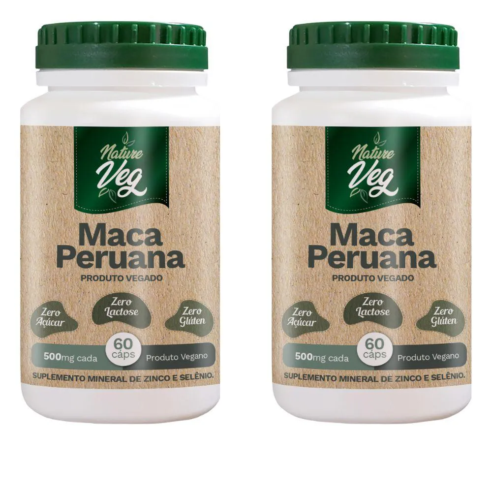 KIT 2 MACA PERUANA + SELêNIO + ZINCO (PRODUTO VEGANO) 60 CáPSULAS 500MG