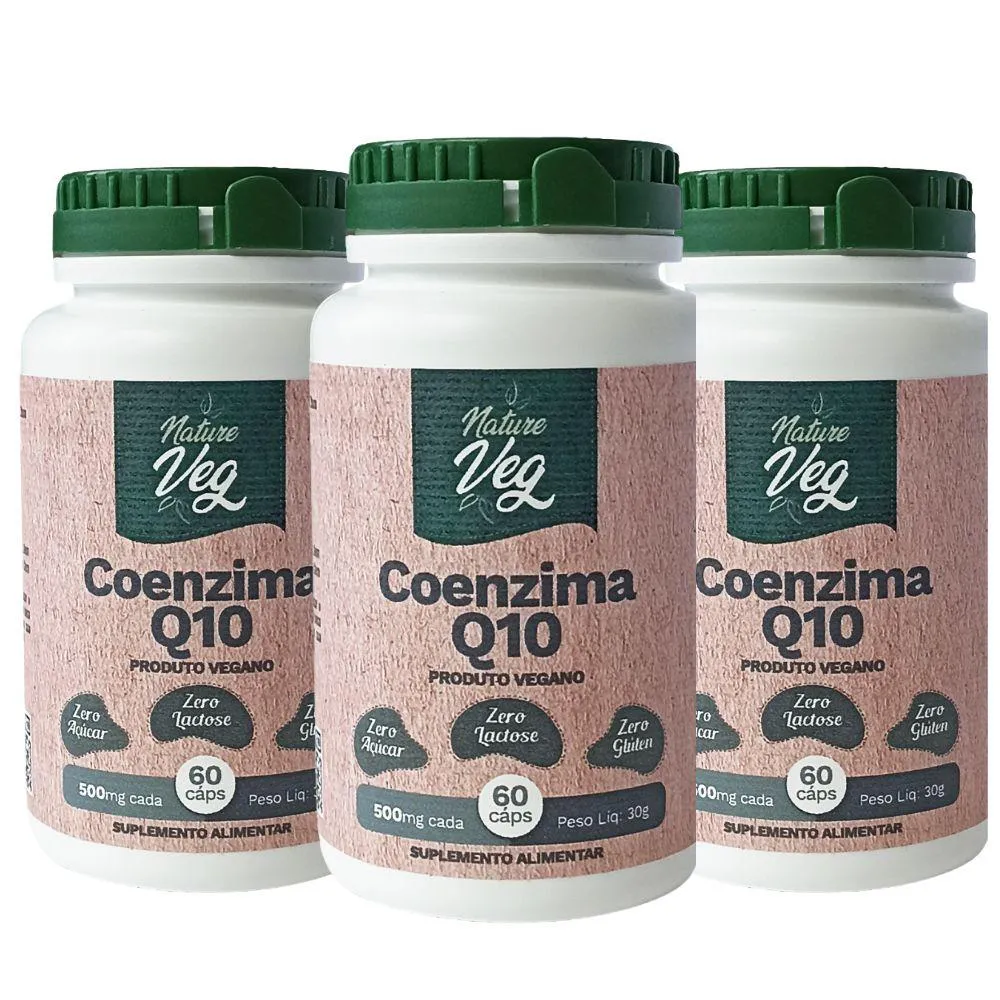 KIT 3 COENZIMA Q10 (PRODUTO VEGANO) 60 CáPSULAS 500MG
