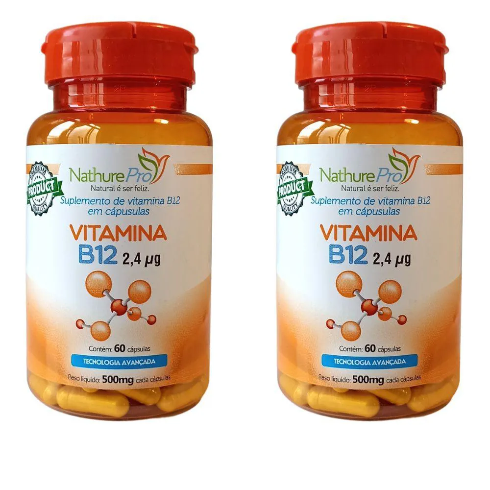 Kit 2 Vitamina B12 (cianocobalamina) 60 Cápsulas 500mg