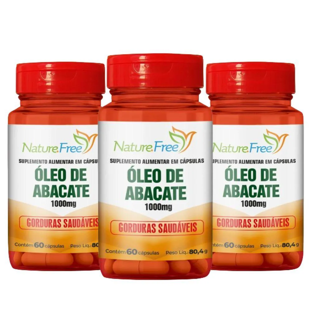 KIT 3 ÓLEO DE ABACATE 60 CáPSULAS 1000MG