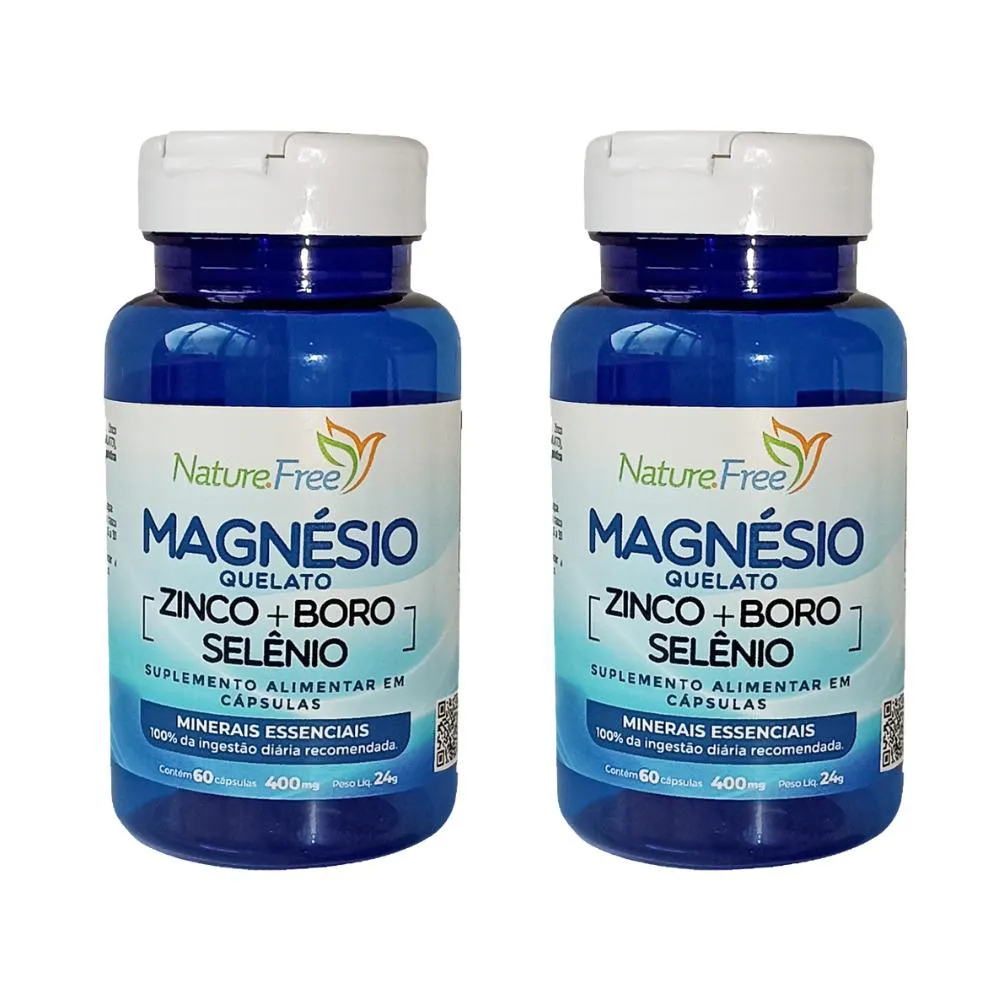 KIT 2 MAGNéSIO QUELATO ZINCO + BORO + SELêNIO 60 CáPSULAS