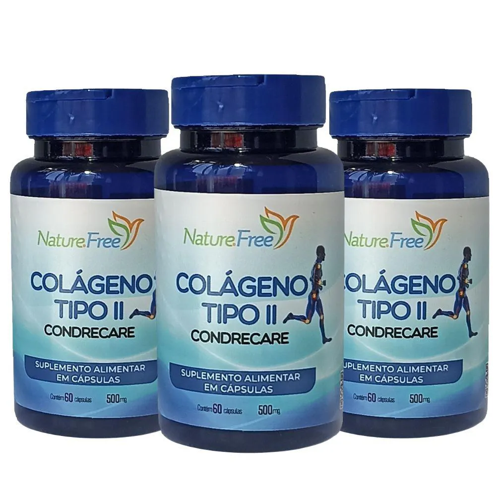 Kit 3 Colágeno Tipo Ii Condrecare 60 Cápsulas 500mg