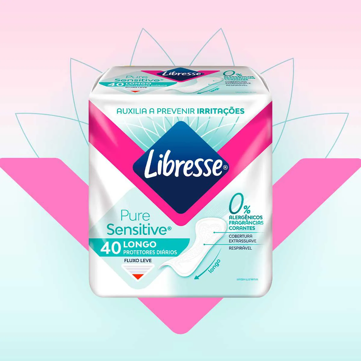 Protetor Diário Libresse Pure Sensitive Longo Sem Fragrância 40 unidades