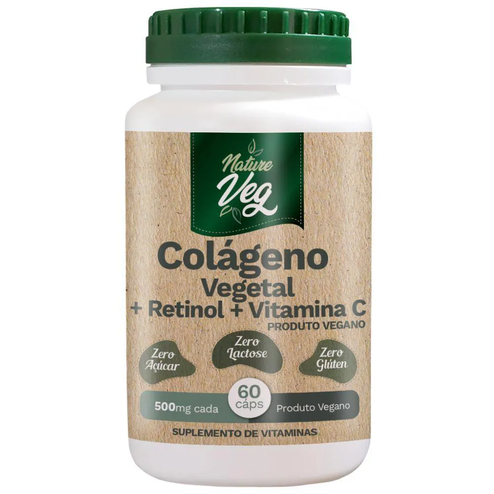 COLáGENO VEGETAL + RETINOL + VITAMINA C (PRODUTO VEGANO) 60 CáPSULAS 500MG