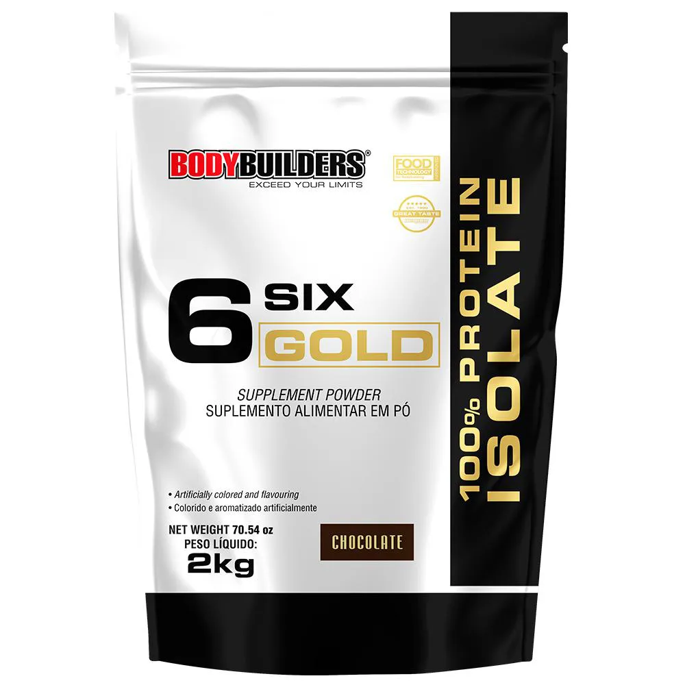 Whey Protein Isolado Six Gold 2 Kg Exclusivo - Suplemento em Pó para Aumento de Massa Muscular Morango