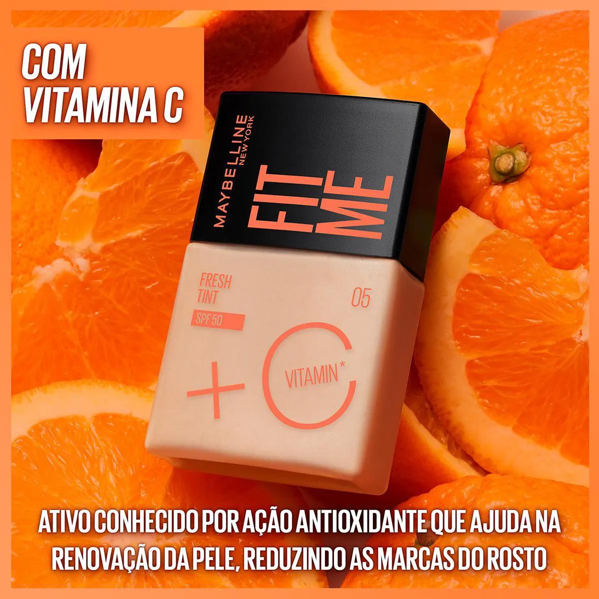 Base Líquida Maybelline NY Fit Me Fresh Tint Vitamina C FPS 50 30ml - Cor 06