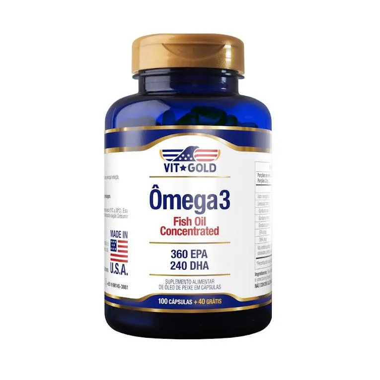 Ômega 3 Fish Oil - Óleo de Peixe 1000mg Vitgold 100 Cáps.