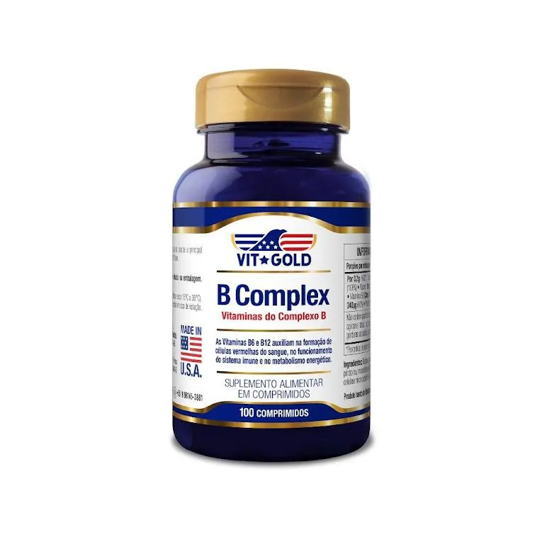 Suplemento Complexo B (Vitaminas do Complexo B) Vitgold 100 Comprimidos