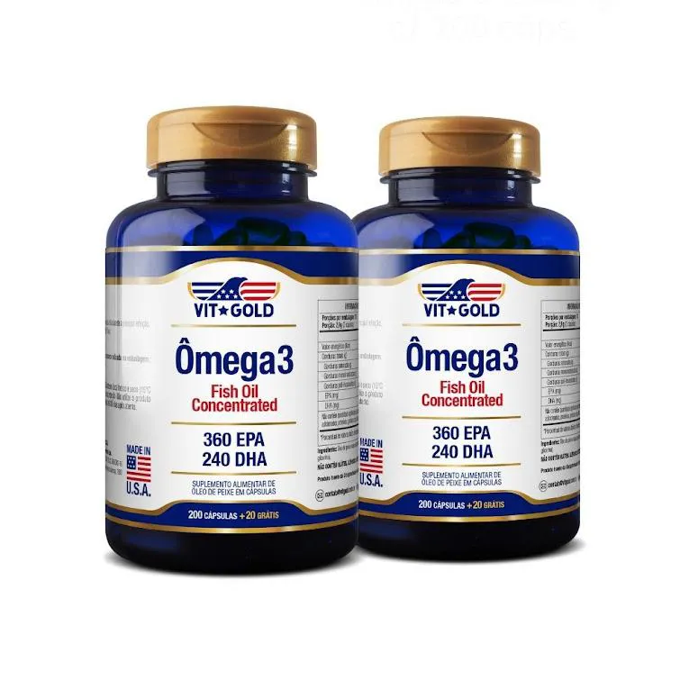 Ômega 3 Fish Oil - Óleo de Peixe 1000mg Vitgold Kit 2x 200