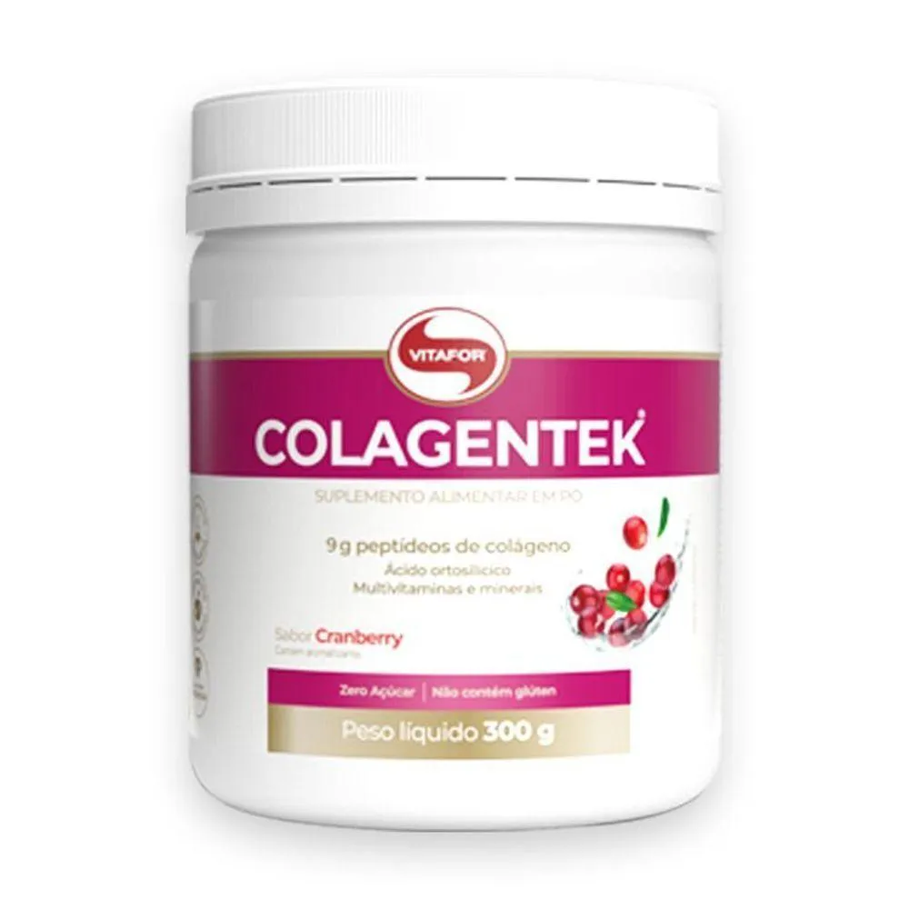 Kit 2 Colágeno Hidrolisado Colagentek Vitafor 300g Cranberry