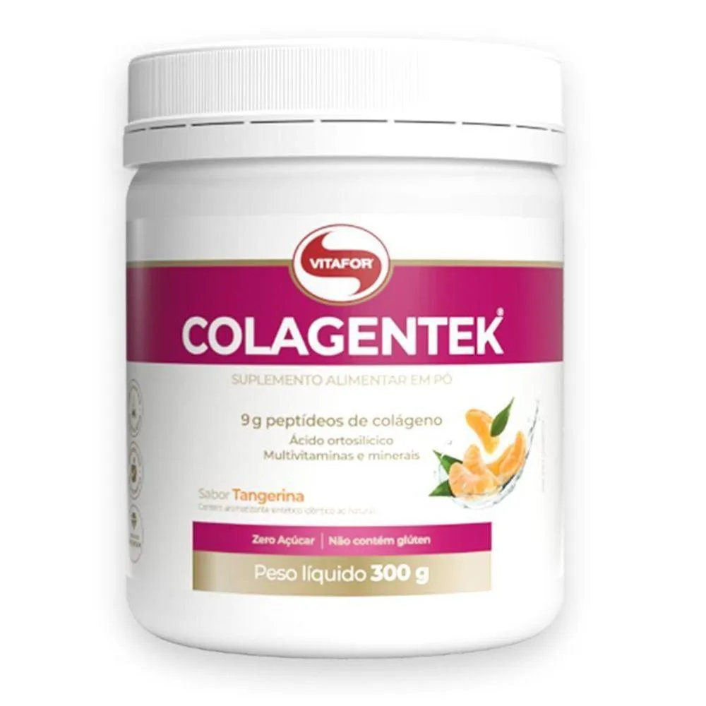 Kit 5 Colágeno Hidrolisado Colagentek Vitafor 300g Tangerina