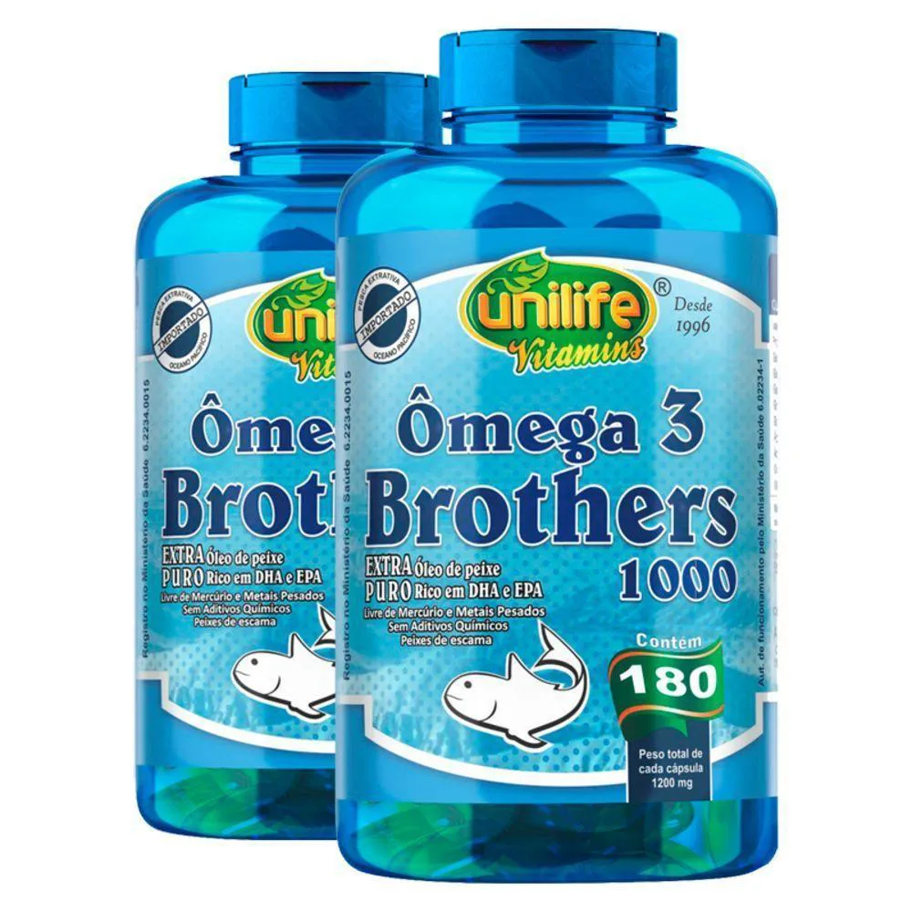 Kit 2 Ômega 3 Brothers 1200mg 180 cápsulas Unilife