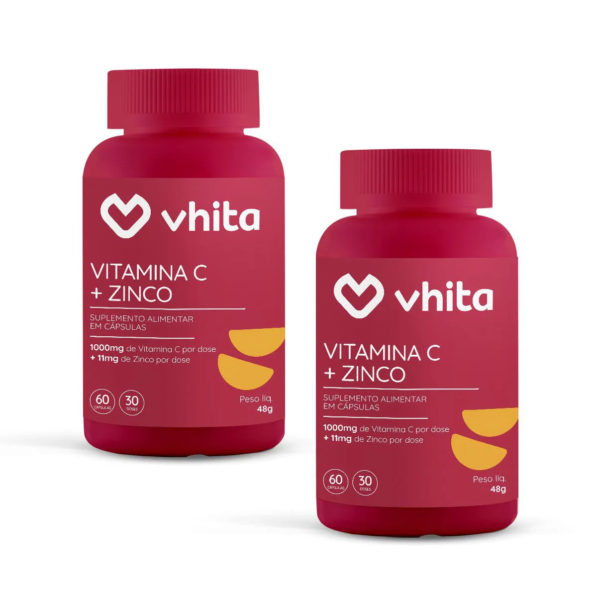 Vitamina C 1000mg e Zinco com 60 cápsulas Vhita ( 2 Unidades)
