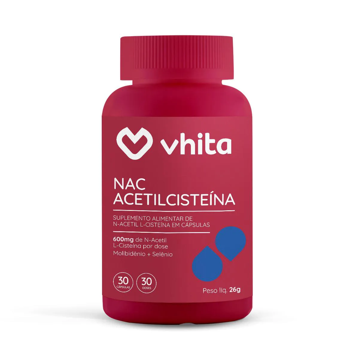 Nac 600mg N-acetilcisteína com Selênio e Molibdênio 30 cápsulas Vhita