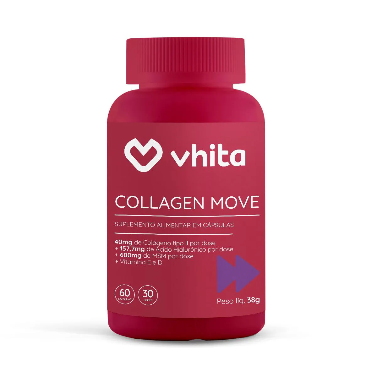 Colágeno Tipo 2 com Ácido Hialurônico Msm e Vitaminas 60 cápsulas Vhita