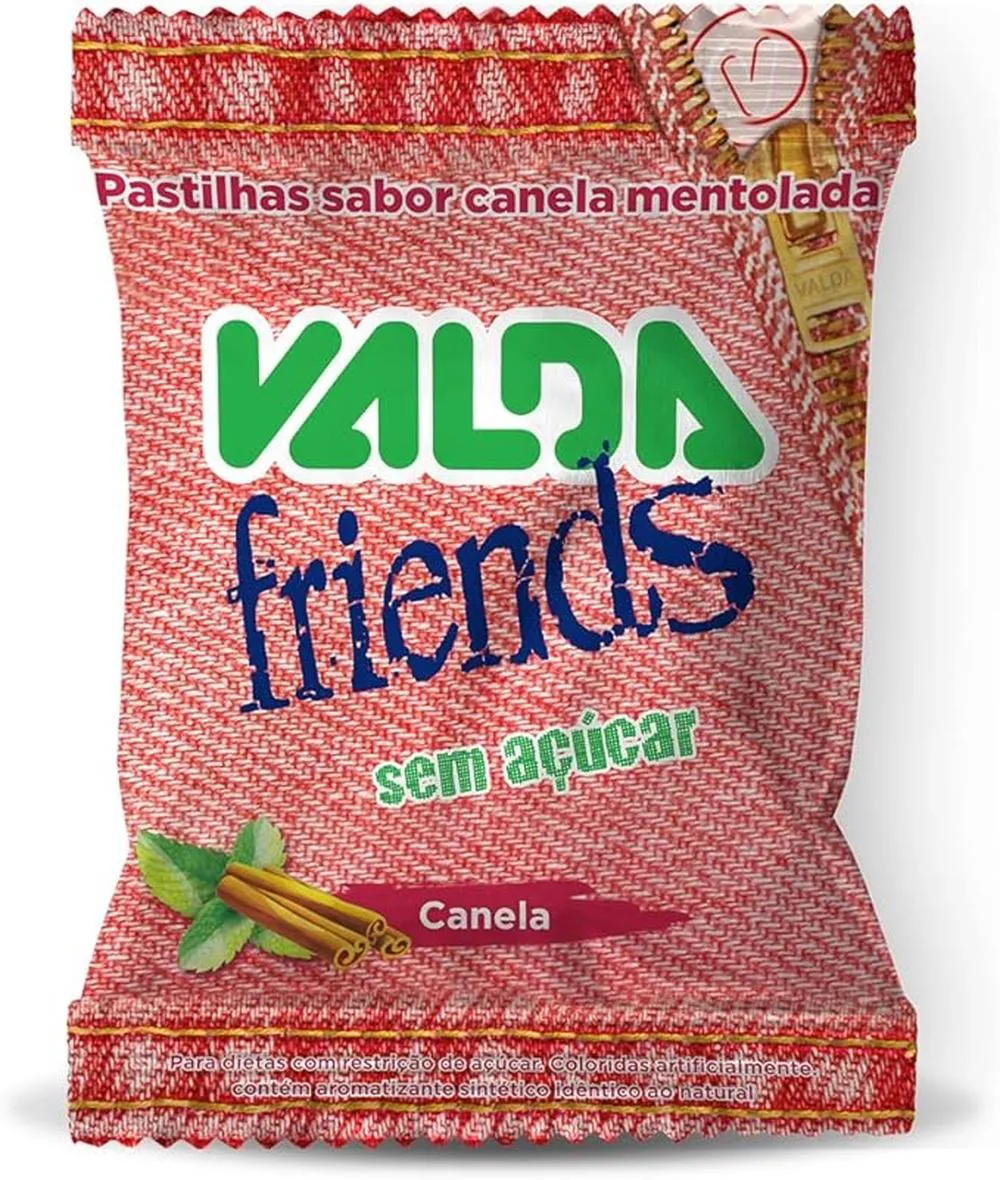 Valda Friends Pastilha Sabor Canela Mentolado Contém 10 Sachês de 25g Cada
