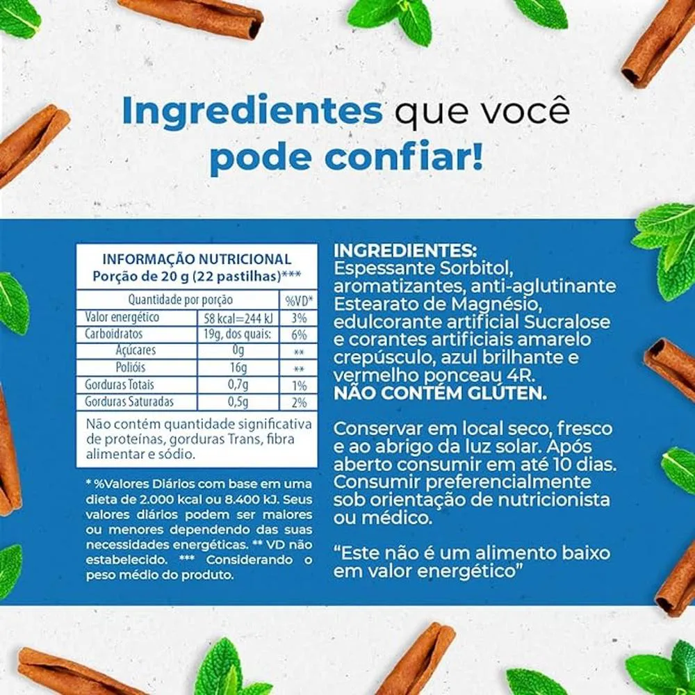 Valda Friends Pastilha Sabor Canela Mentolado Contém 10 Sachês de 25g Cada