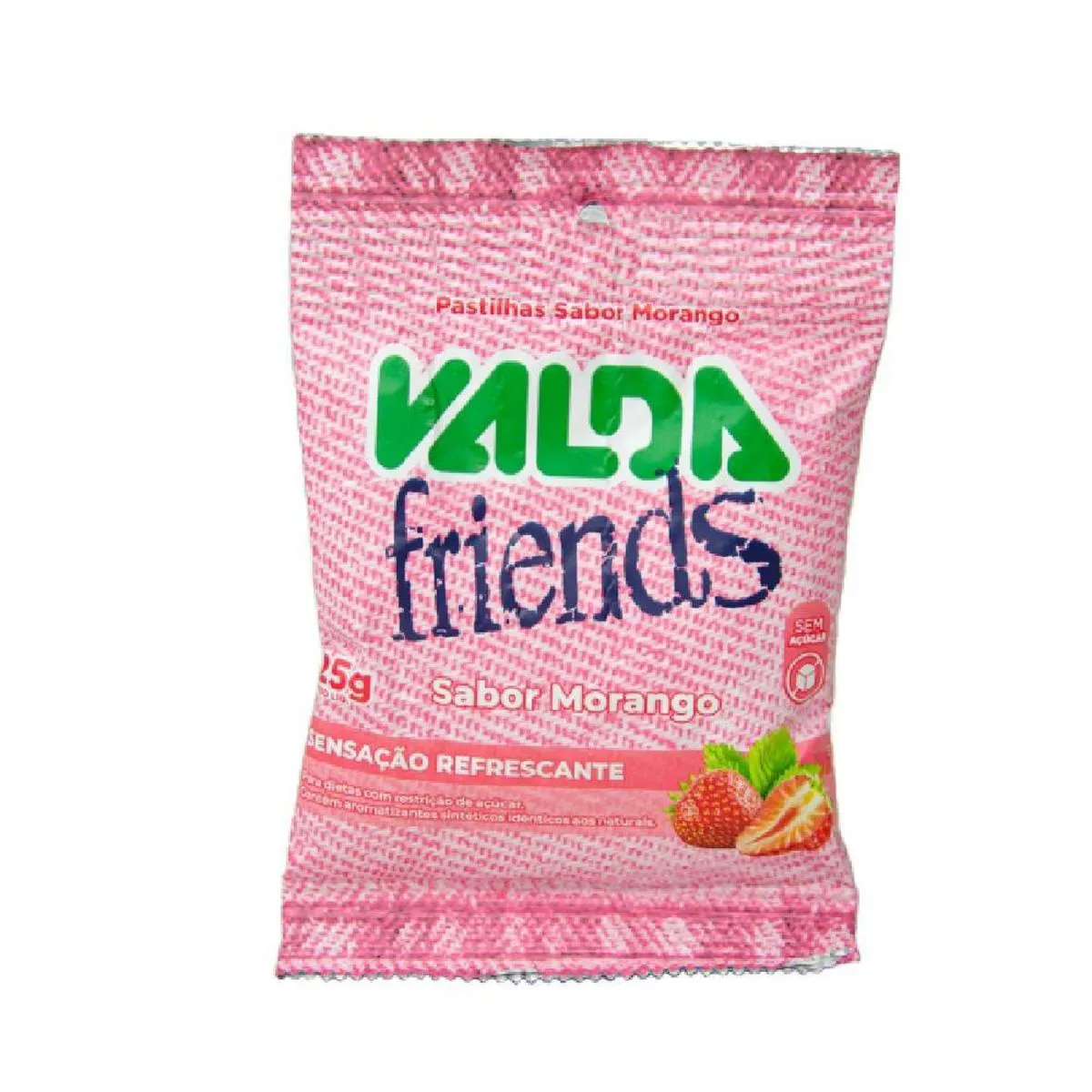Valda Friends Pastilha Sabor Morango 10 Sachês de 25g Cada
