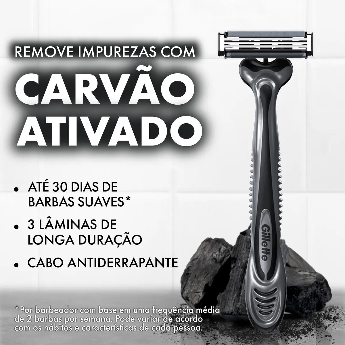 Aparelho de Barbear Descartável Gillette Prestobarba 3 Carvão Ativado 2 unidades
