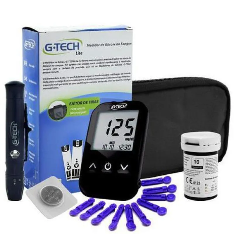 Medidor de Glicose G-tech Freelite Kit com 1 Aparelho + 1 Lancetador + 10 Lanceta
