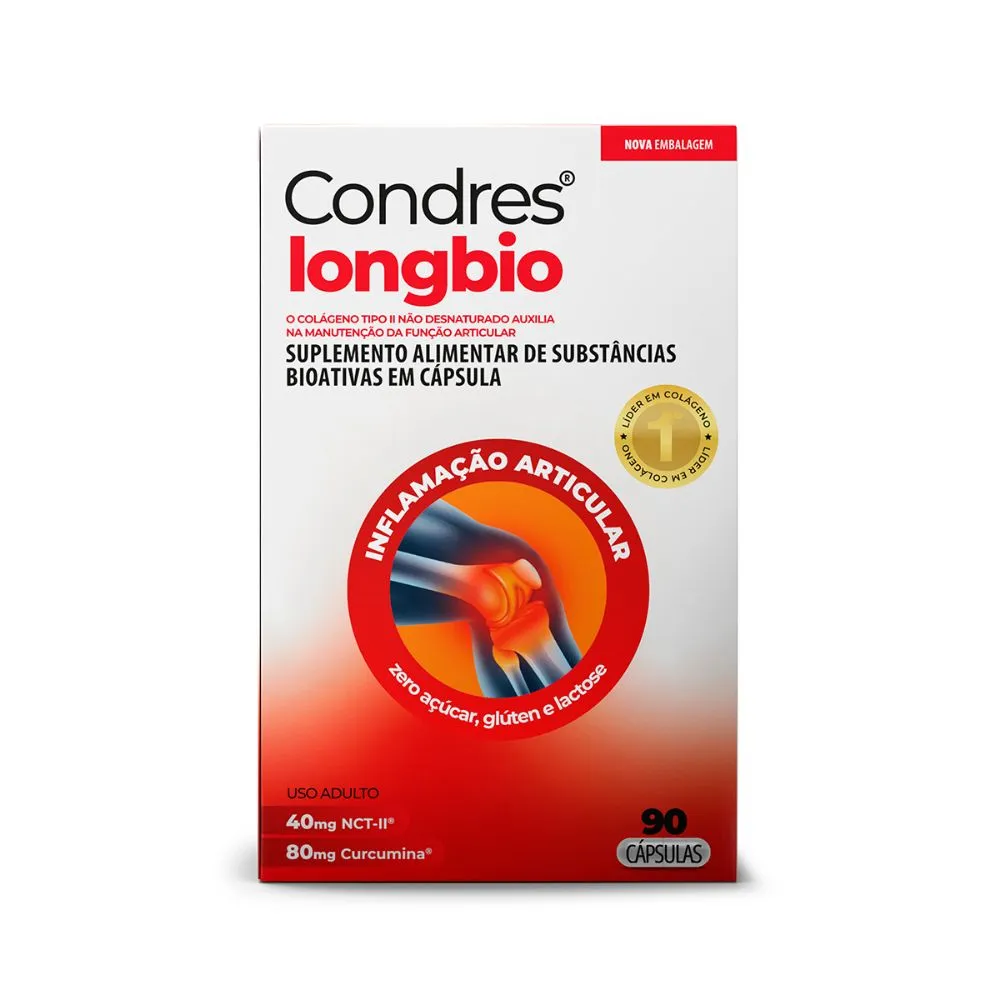 Colágeno Tipo 2 Condres Long Bio Curcumina 90 Cápsulas
