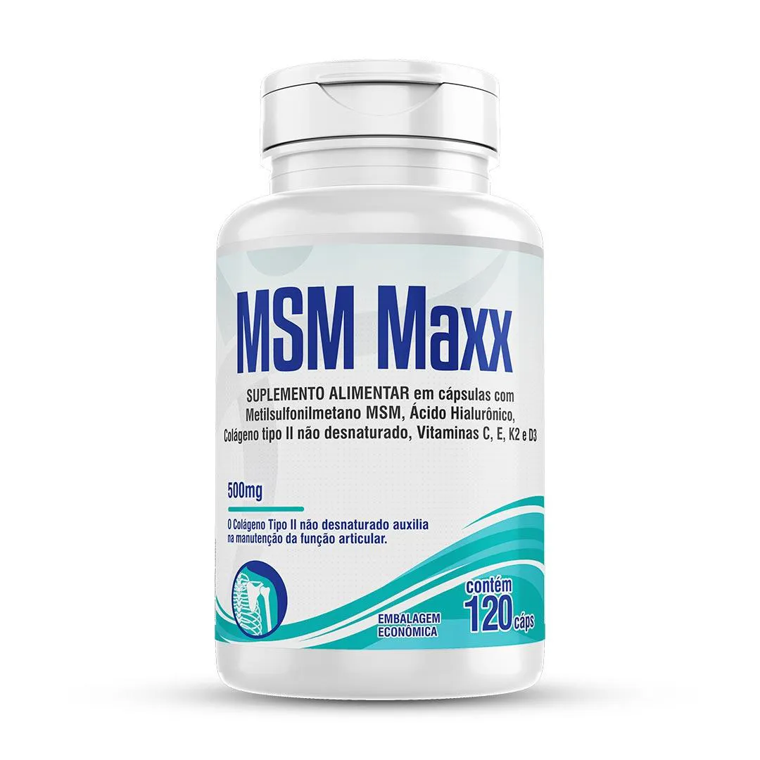 Msm Maxx C/120 Colágeno Ácido Hialurônico Vitamina C E D3 K2