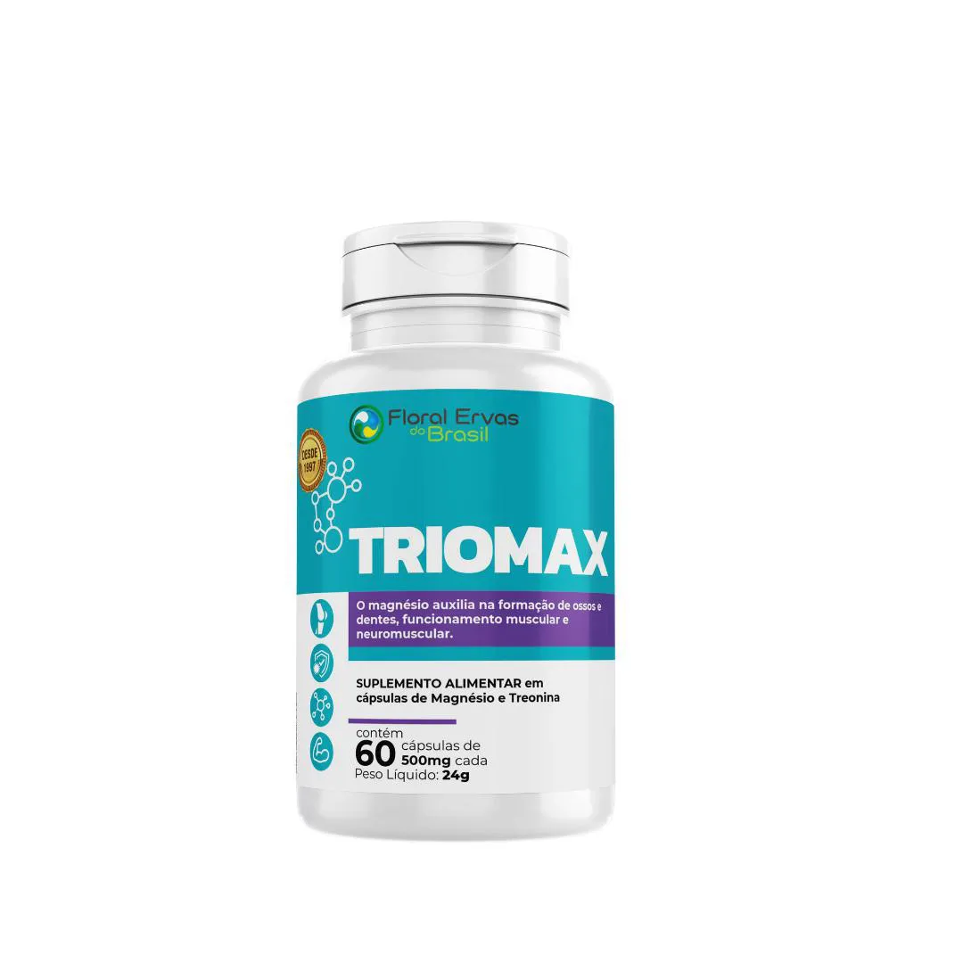 Triomax 60 cápsulas - Magnésio Treonina Dimalato Cloreto Quelato