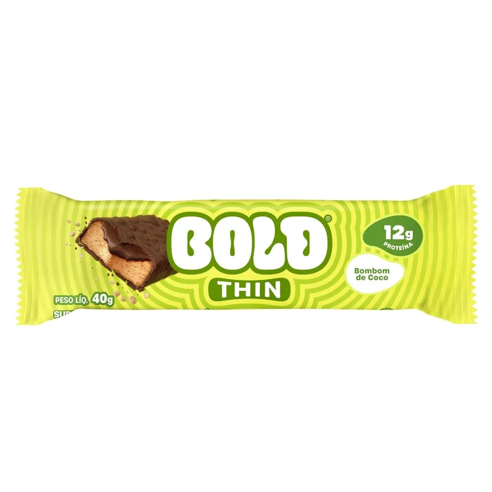 Barra De Proteína Bold Thin Bombom De Coco 40g